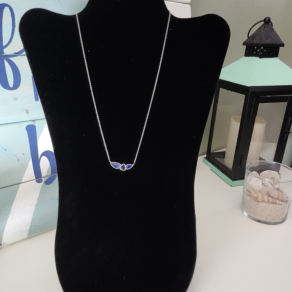 Kendra Scott Silver Necklace with Blue Accents